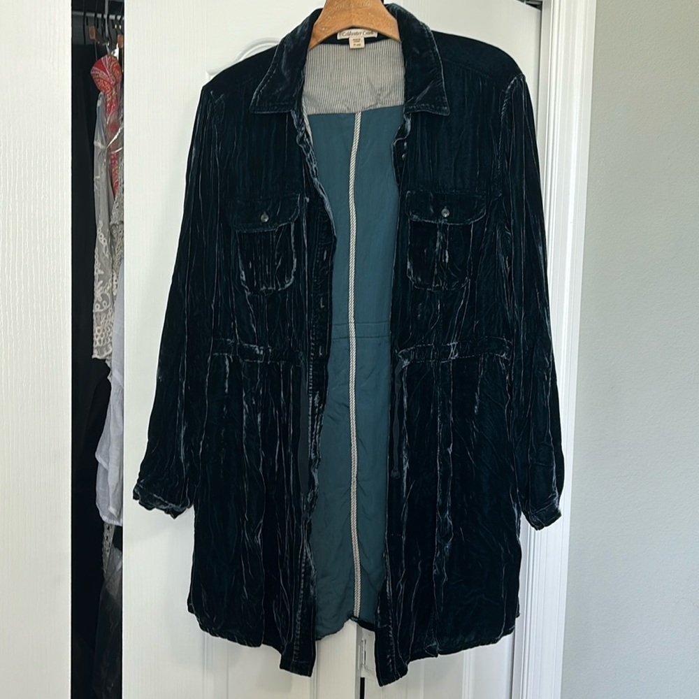 Coldwater creek crushed velvet button up tunic